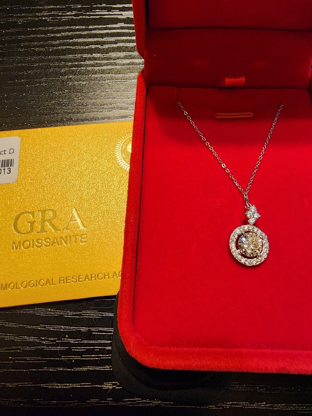 Moissanite Halo Pendant Necklace - Sterling Silver